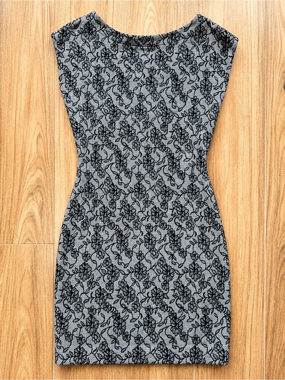 Zara Black Lace Overlay Bodycon Dress Size Medium